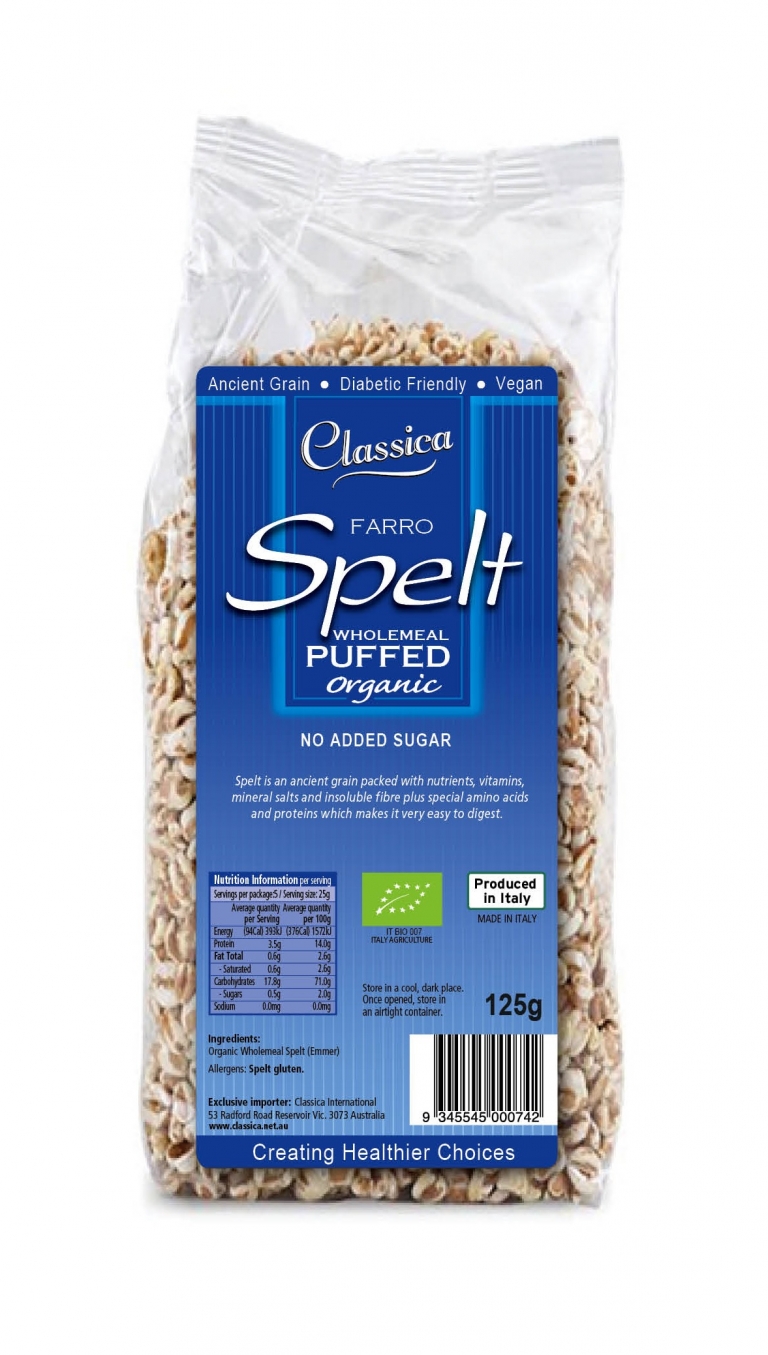 Classica Organic Spelt Farro Puffed Cereal 125g