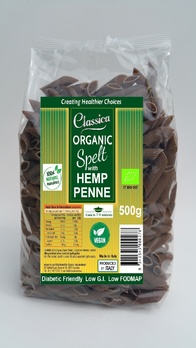 Spelt Farro Hemp Penne Pasta 500g